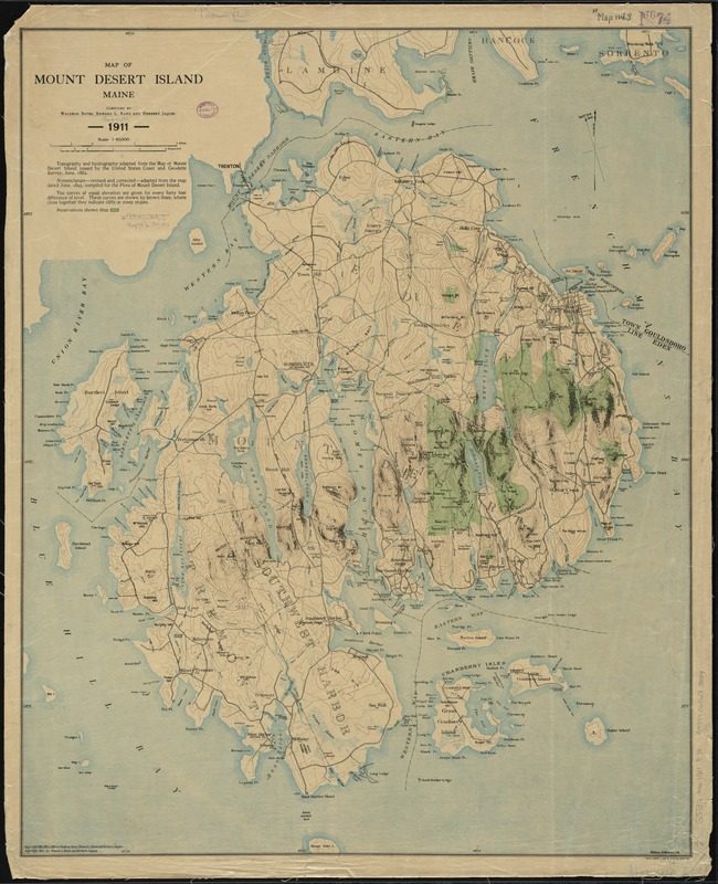 Map of Mount Desert Island and surrounding coast