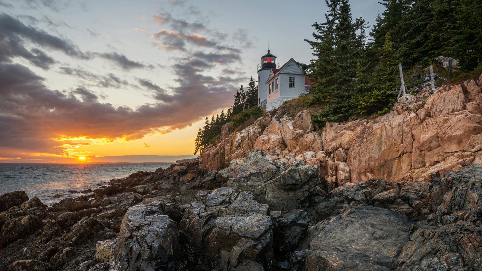Bass Harbor Head Light above the Atlantic coast